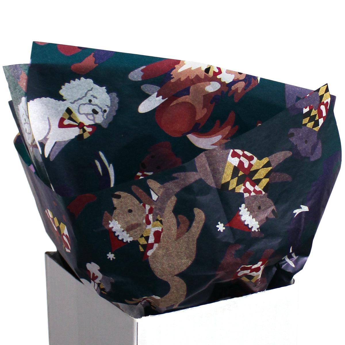 Happy Howl-idays Dog Pattern (Green) / Tissue Paper Pack - Route One Apparel