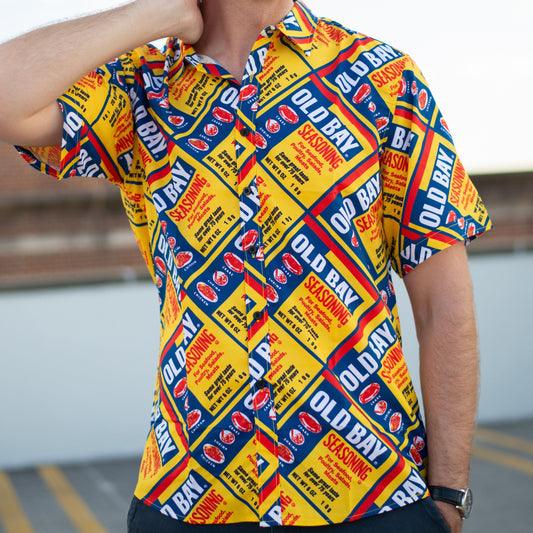 Flat Old Bay Can Pattern / Hawaiian Shirt - Route One Apparel