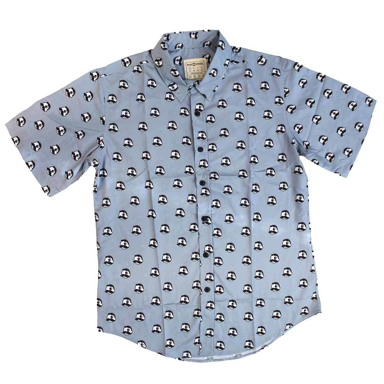 Natty Boh Logo Pattern (Ash Grey) / Hawaiian Shirt - Route One Apparel