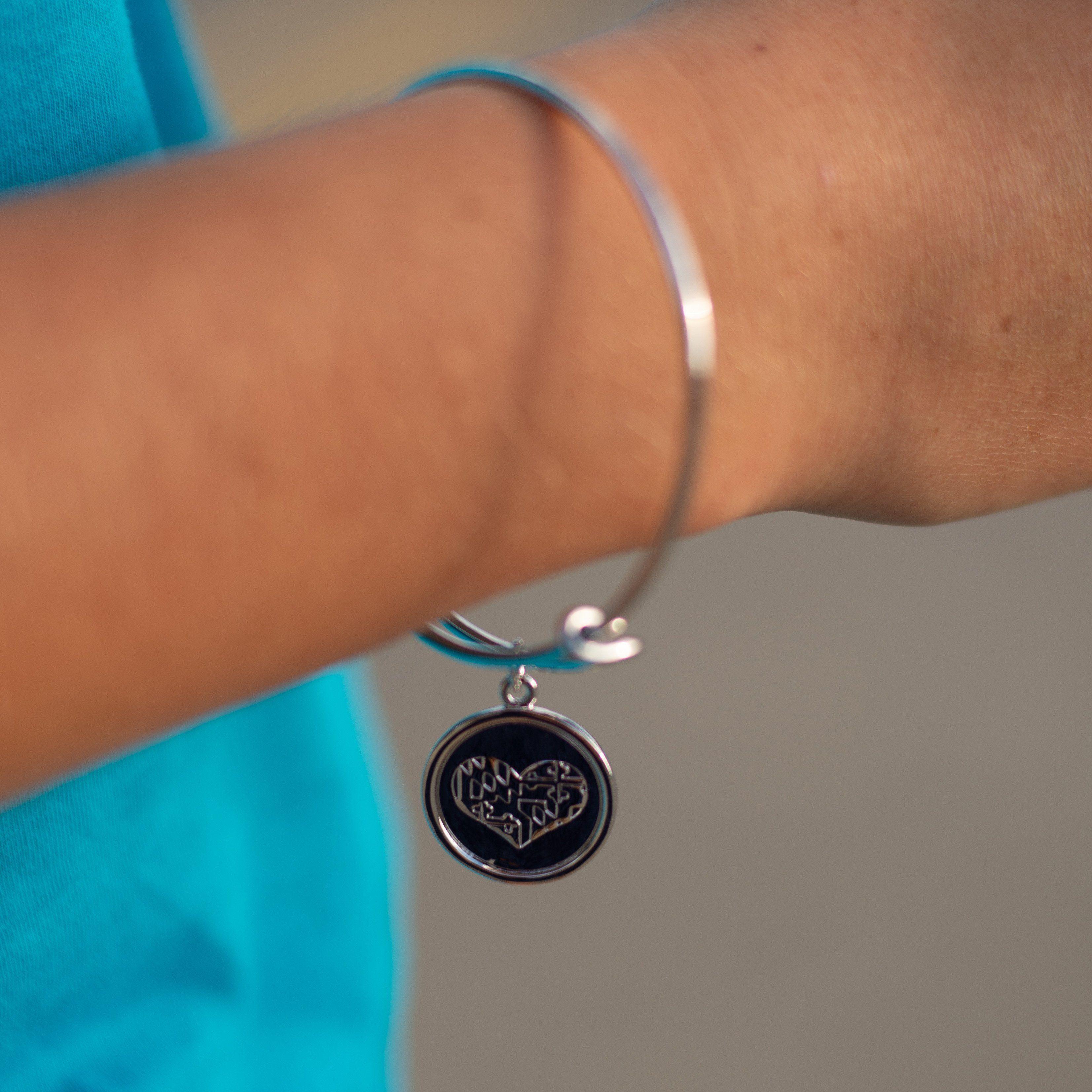Maryland in my Heart (Silver) / Adjustable Bangle Bracelet - Route One Apparel
