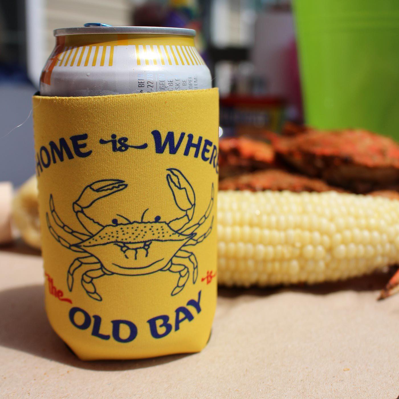 Home Is Where The Old Bay Is with Crab (Yellow) / Can Cooler - Route One Apparel