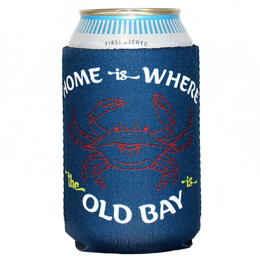 Home Is Where The Old Bay Is with Crab (Blue) / Can Cooler - Route One Apparel