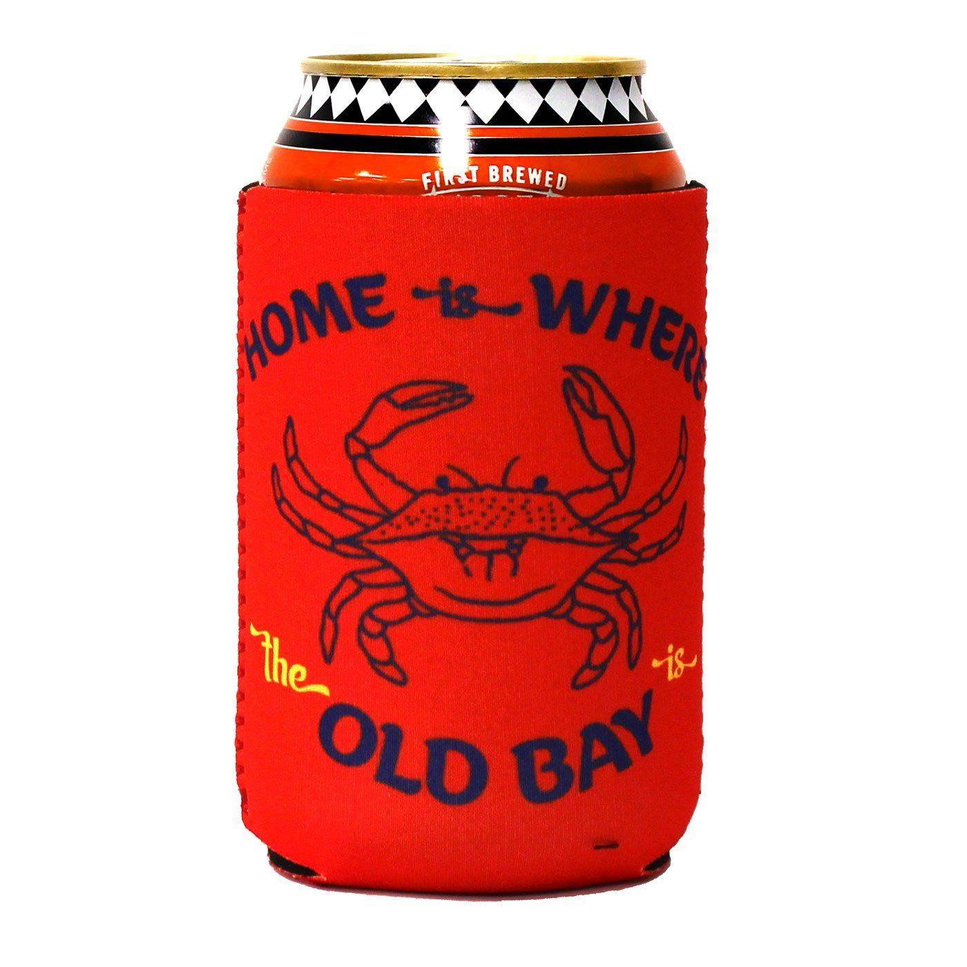 Home Is Where The Old Bay Is with Crab (Red) / Can Cooler - Route One Apparel