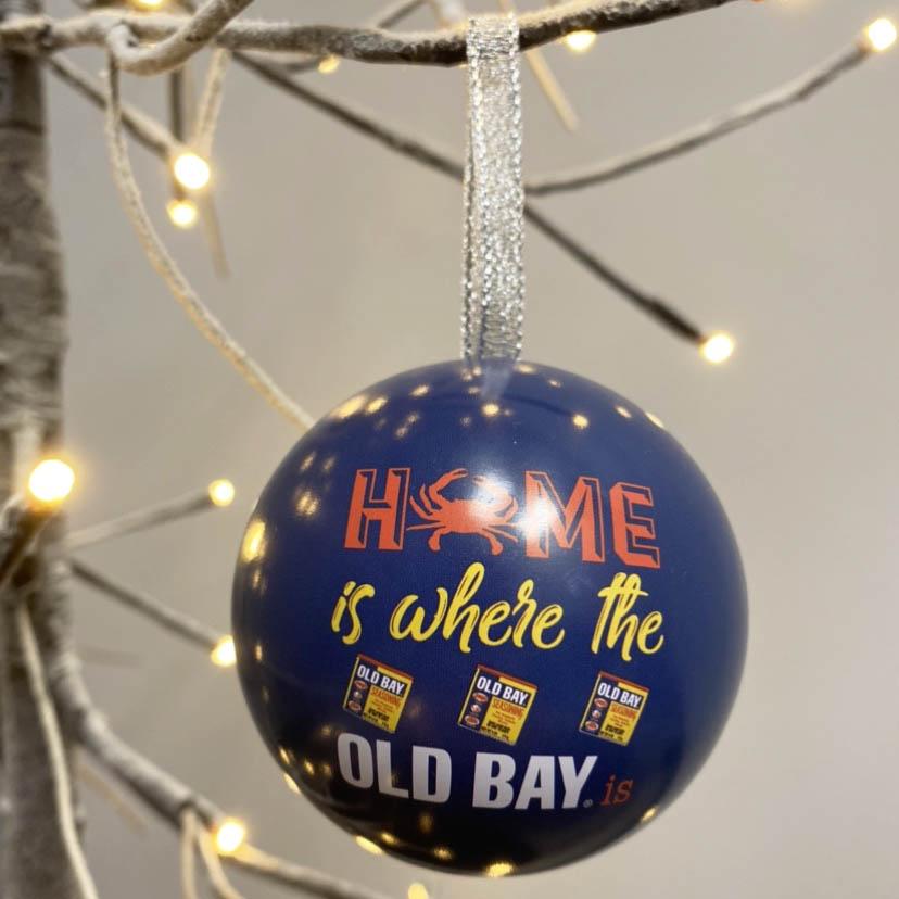 Home Is Where The Old Bay Is (Navy) / Tin Ball Ornament - Route One Apparel