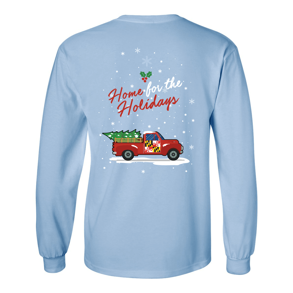 *PRE-ORDER* Home for the Holidays Christmas Tree Truck (Light Blue) / Long Sleeve Shirt (Estimated Ship Date: 12/15) - Route One Apparel