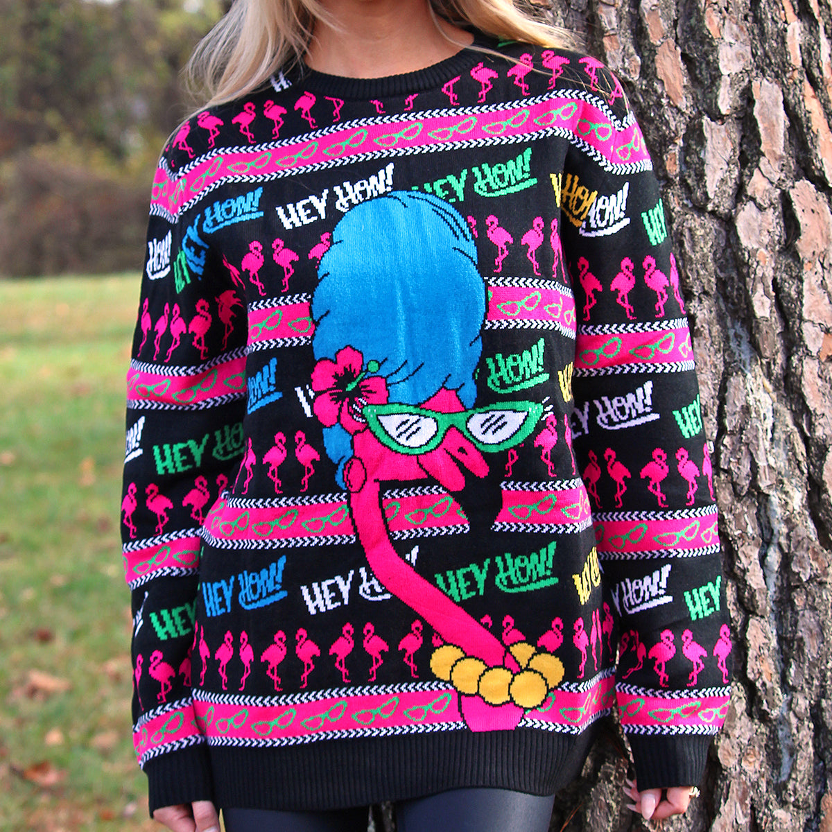 Hon Flamingo (Black) / Knit Sweater - Route One Apparel
