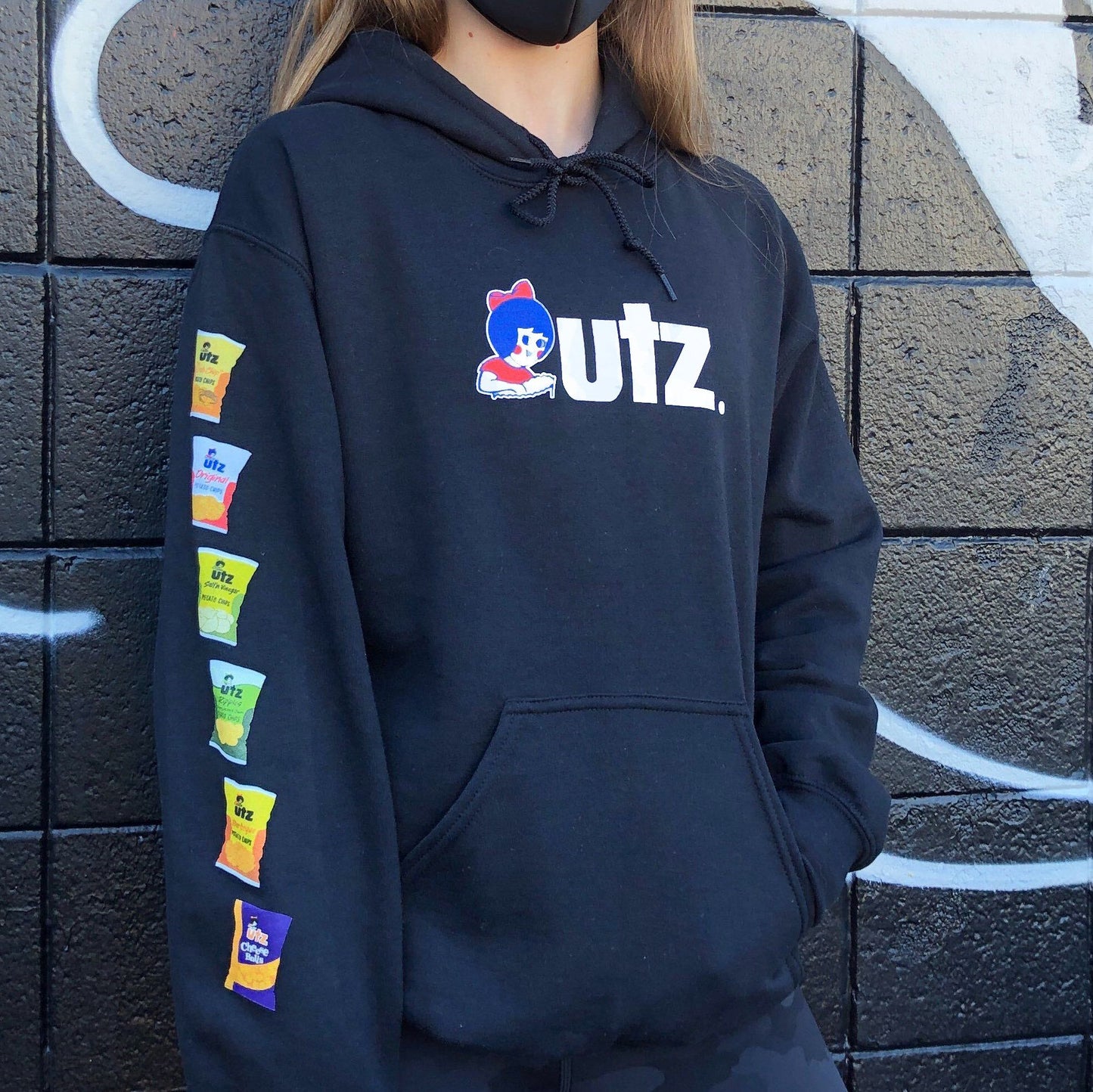 Utz Logo and Chip Bags Sleeve (Black) / Hoodie - Route One Apparel