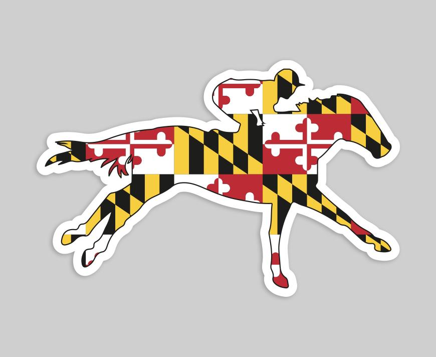 Maryland Flag Horse and Jockey / Sticker - Route One Apparel