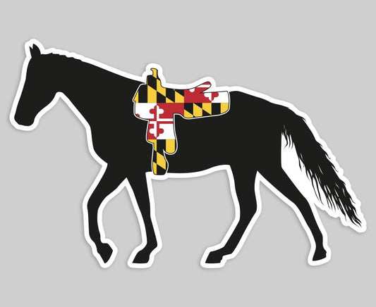 Horse with Maryland Flag Saddle / Sticker - Route One Apparel