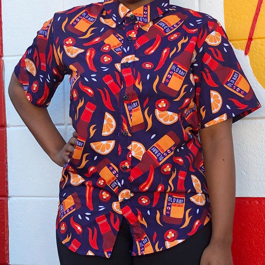 Can't Get Enough Old Bay Hot Sauce / Hawaiian Shirt - Route One Apparel