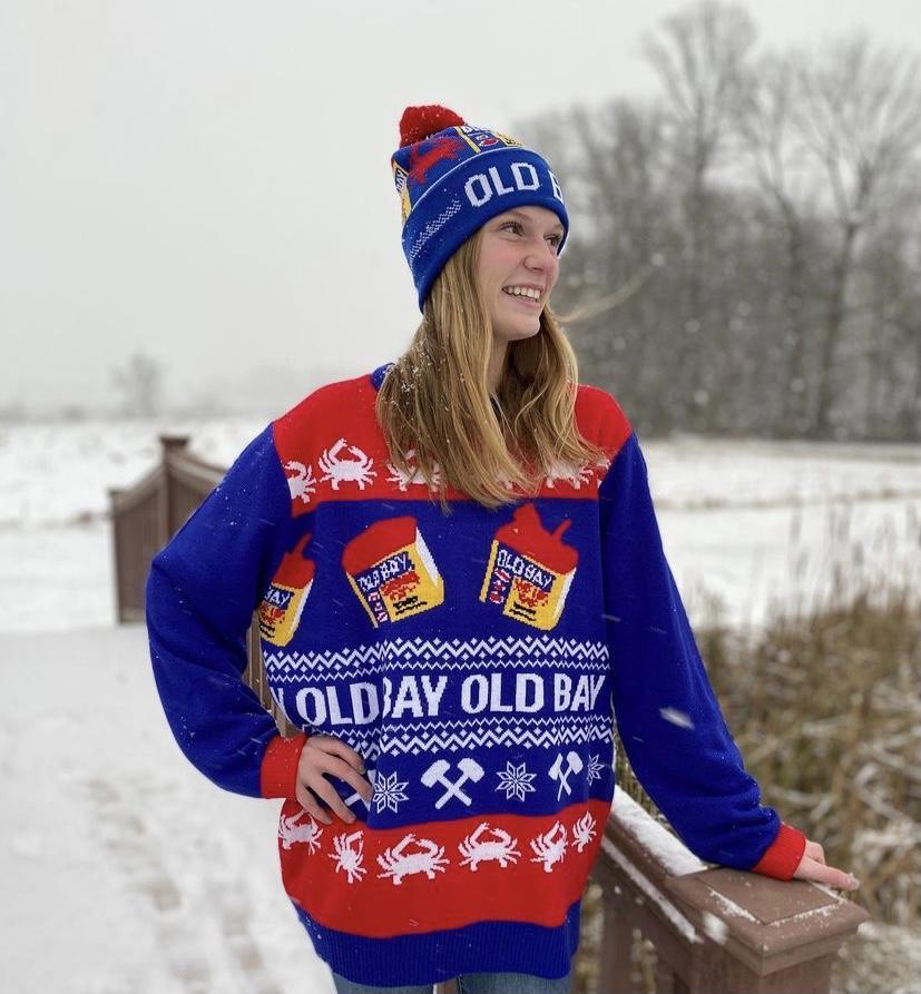 Old Bay Pattern (Blue and Red) / Knit Sweater - Route One Apparel