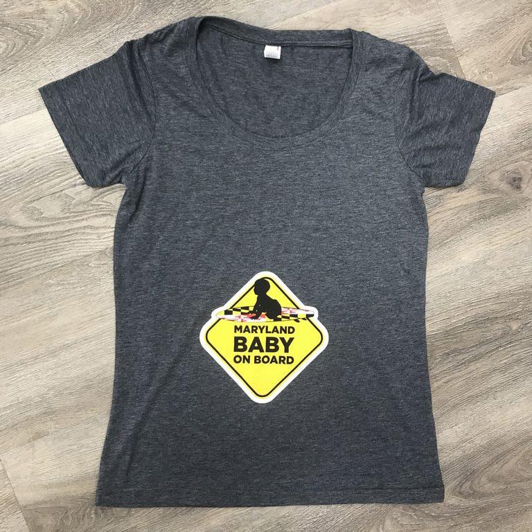 Maryland Baby On Board (Heather Dark Grey) / Ladies Scoop Neck Shirt - Route One Apparel