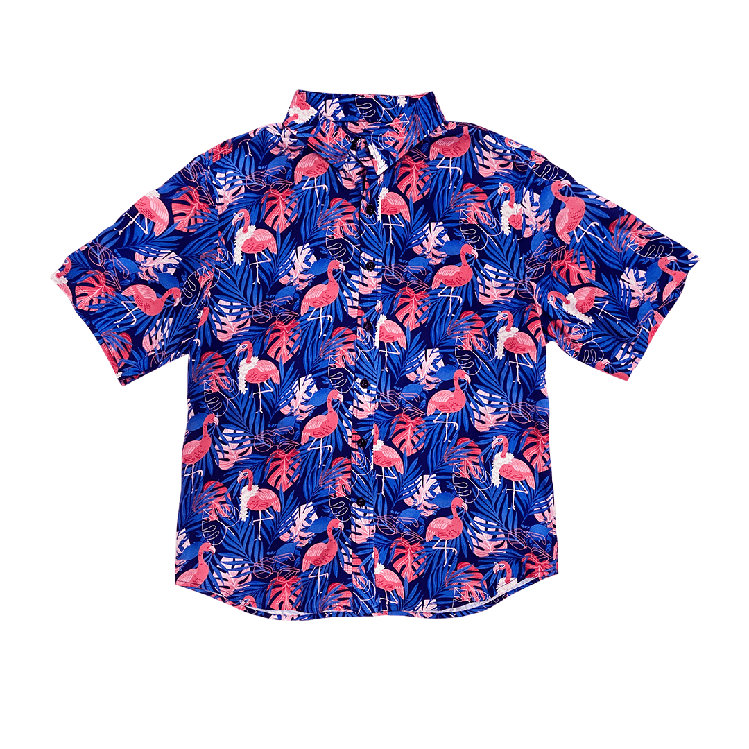 *PRE-ORDER* Ready to Flamingle (Blue) / Hawaiian Shirt (Estimated Ship Date June 25) - Route One Apparel