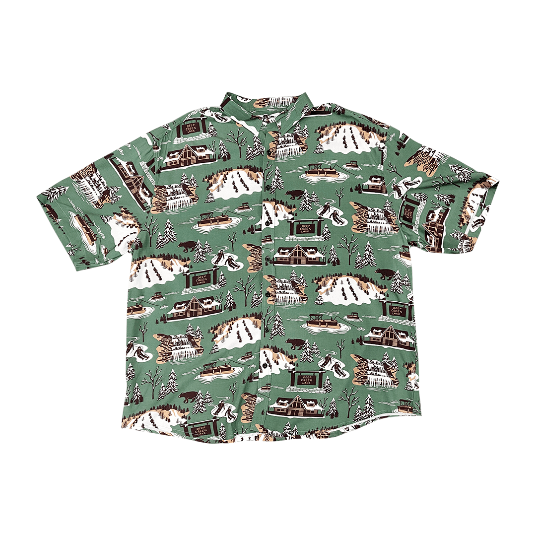 *PRE-ORDER* Deep Creek Adventure (Green) / Hawaiian Shirt (Estimated Ship Date June 25) - Route One Apparel