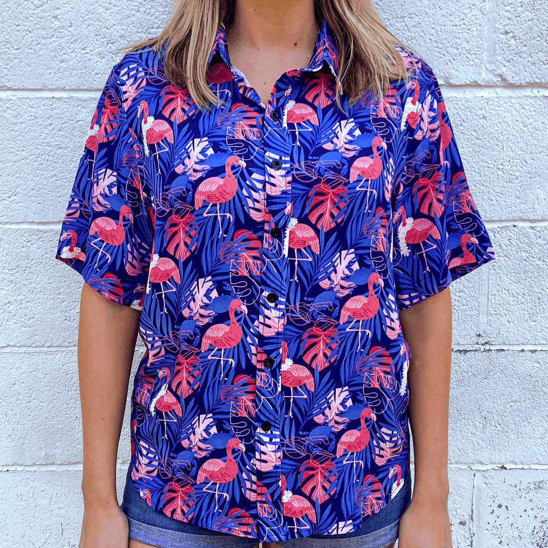 Ready to Flamingle (Blue) / Hawaiian Shirt | Route One Apparel