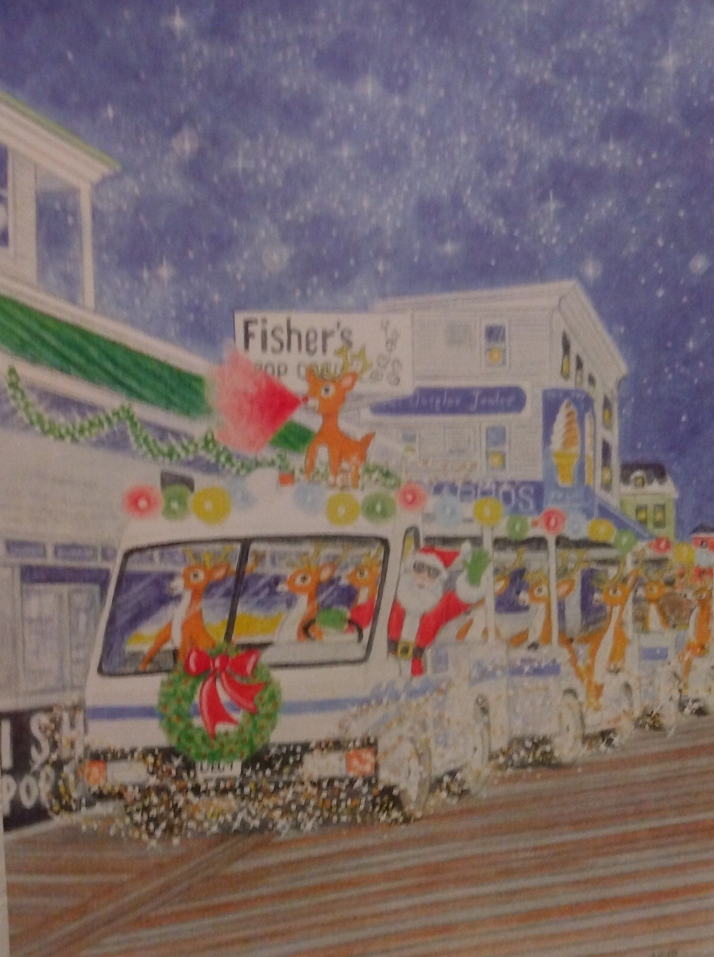 Santa on Ocean City Boardwalk / 8-Pack Christmas Card - Route One Apparel