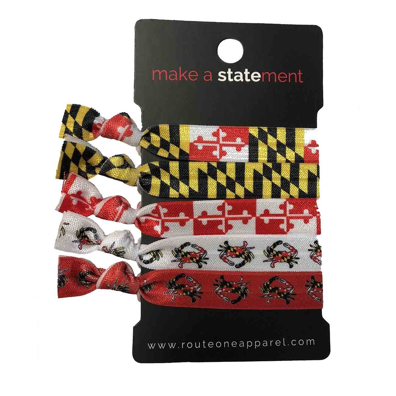 Maryland Flag (Style 1) / 5-Piece Hair Tie Set - Route One Apparel