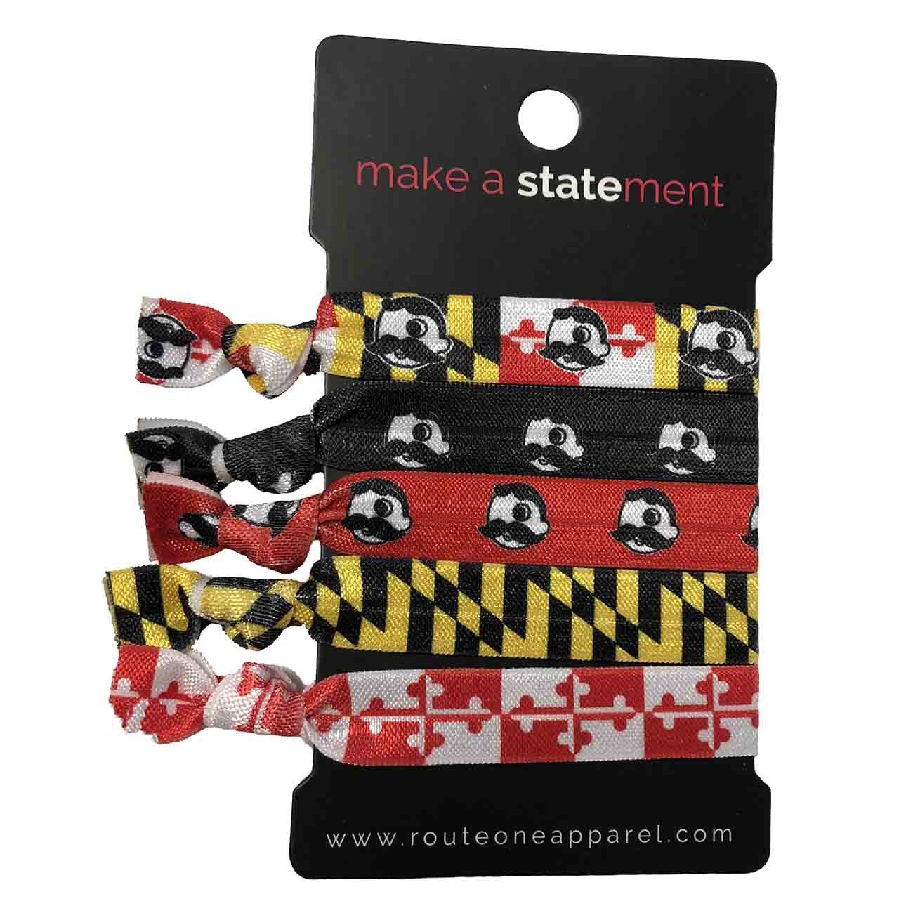 Maryland Flag Natty Boh / 5-Piece Hair Tie Set - Route One Apparel