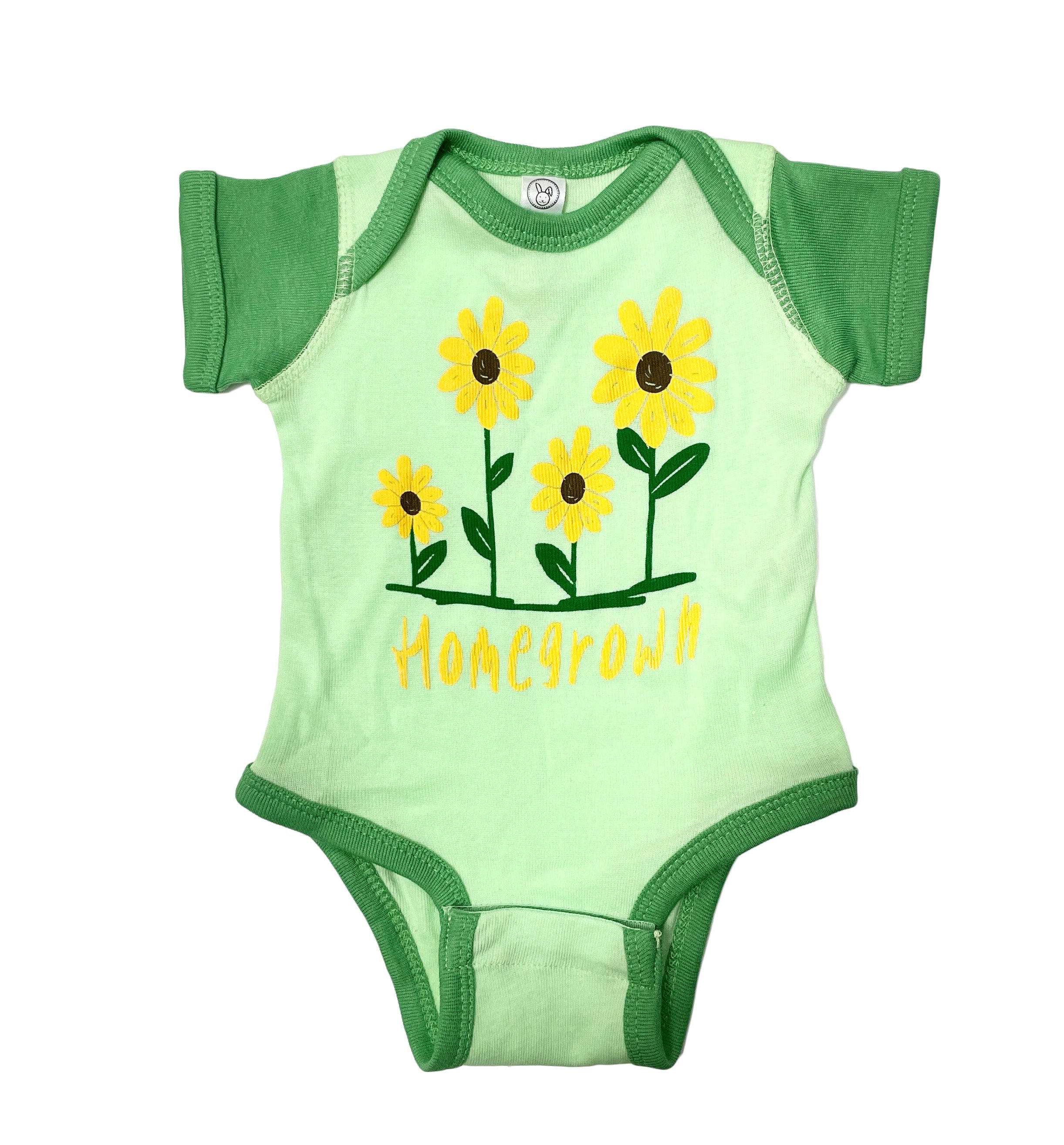 Home Grown Flower Patch (Mint/Grass) / Baby Onesie - Route One Apparel