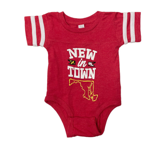 New In Town (Vintage Red) / Baby Onesie - Route One Apparel