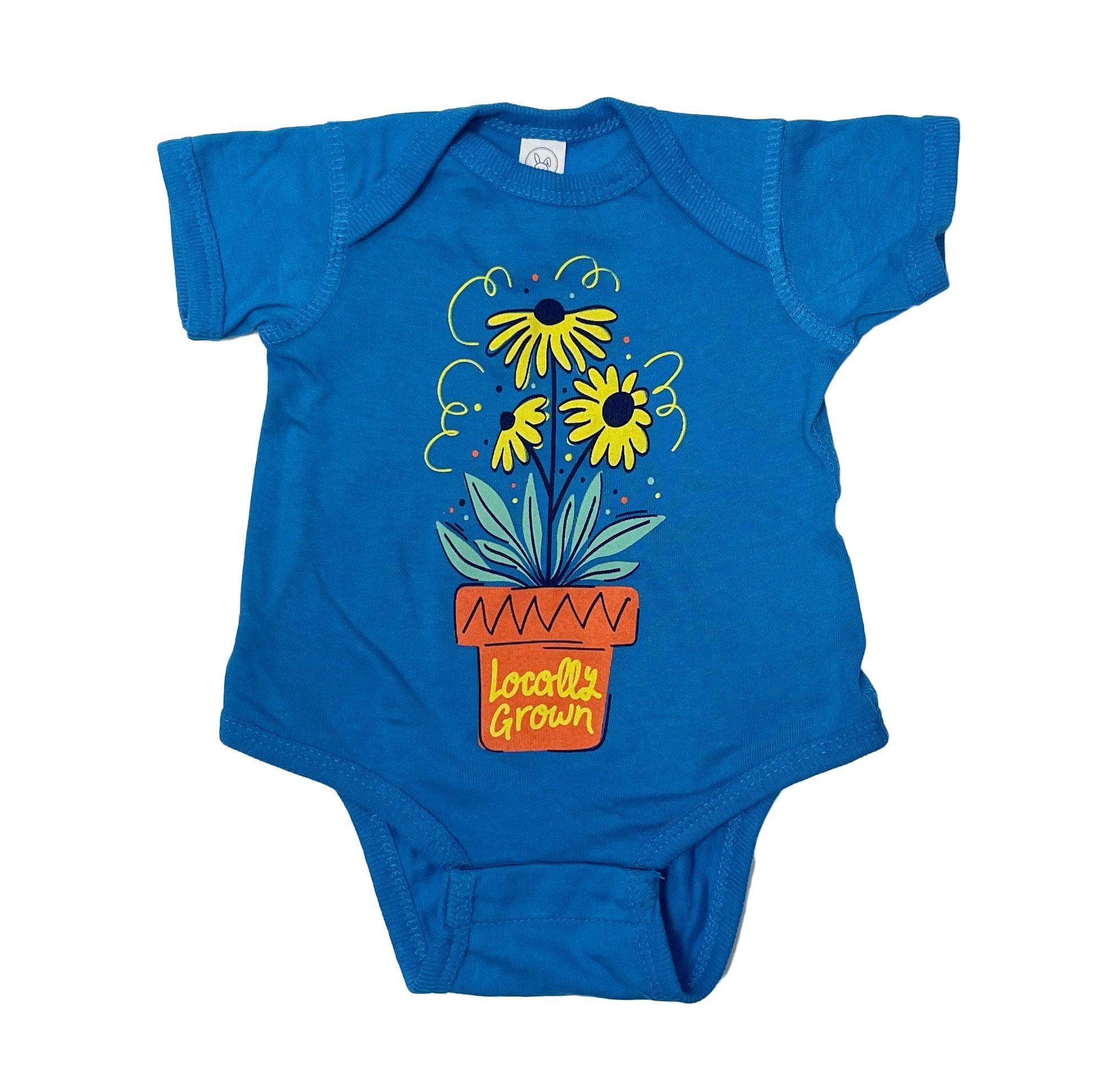 Locally Grown - Flowers (Cobalt Blue) / Baby Onesie - Route One Apparel