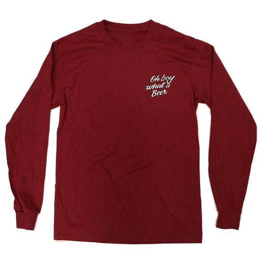 Oh Boy What a Beer (Cardinal) / Long Sleeve Shirt - Route One Apparel
