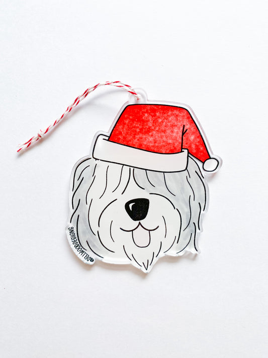 Sheepdog with Santa's Hat / Ornament - Route One Apparel