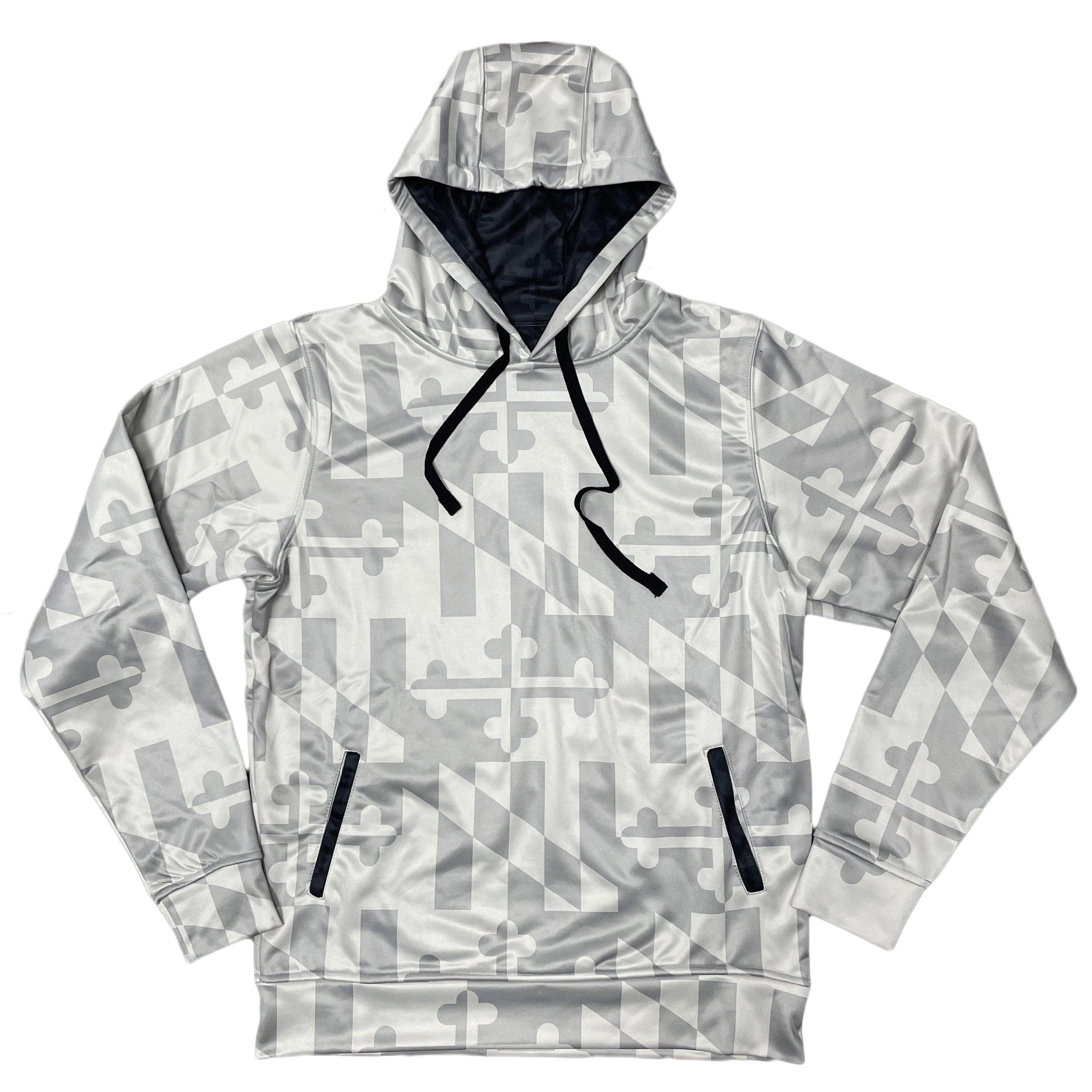 Maryland Flag (White Monochrome) / Hoodie - Route One Apparel