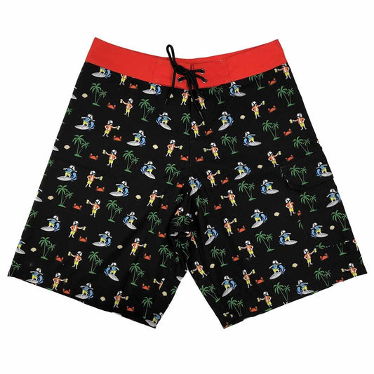 Natty Boh Surf (Black) / Board Shorts - Route One Apparel