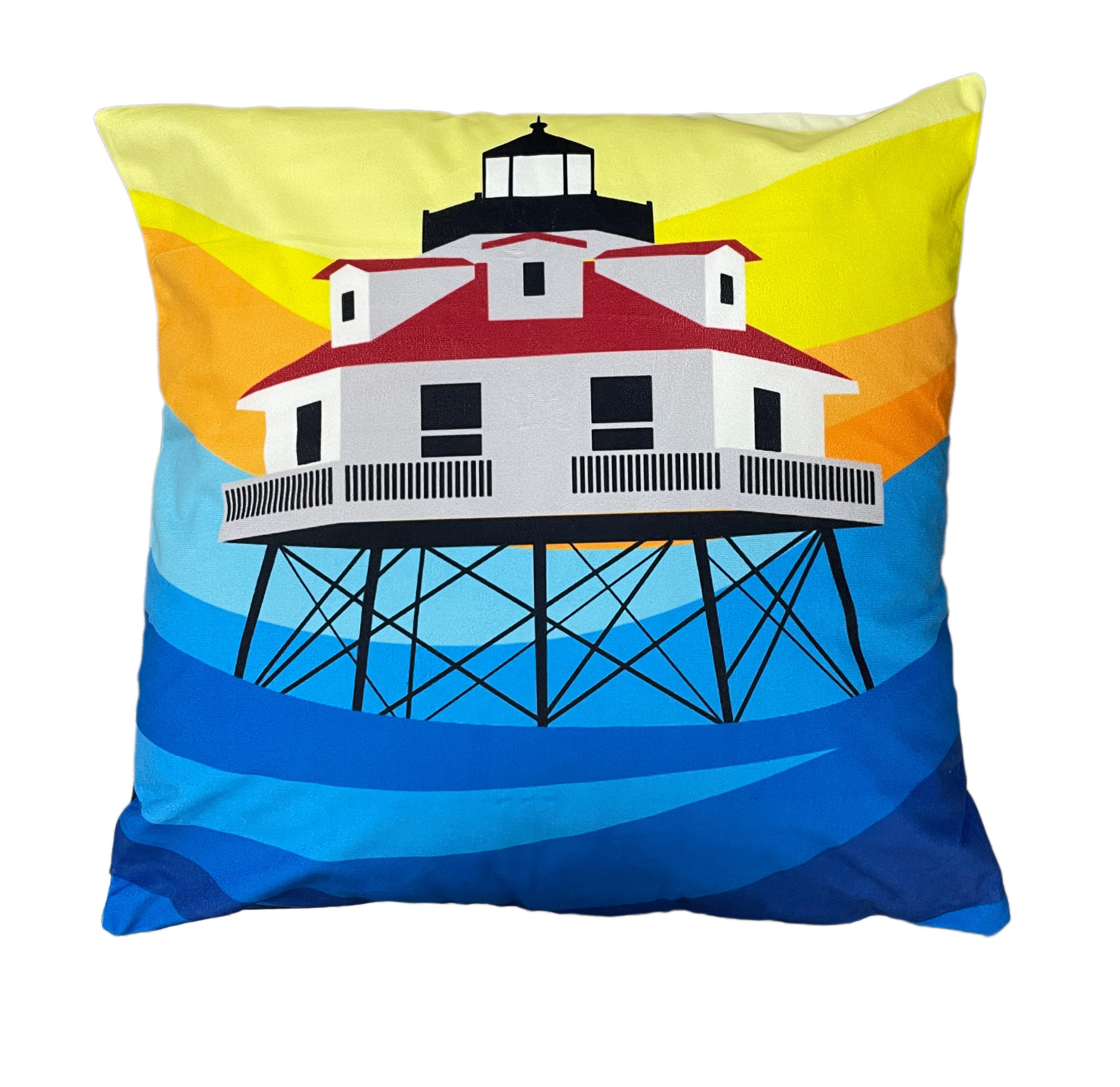 Sailboat & Lighthouse / Throw Pillow - Route One Apparel