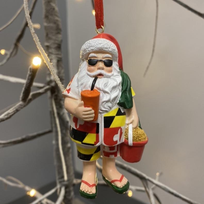 Maryland Santa on Vacation / 3-D Ornament - Route One Apparel