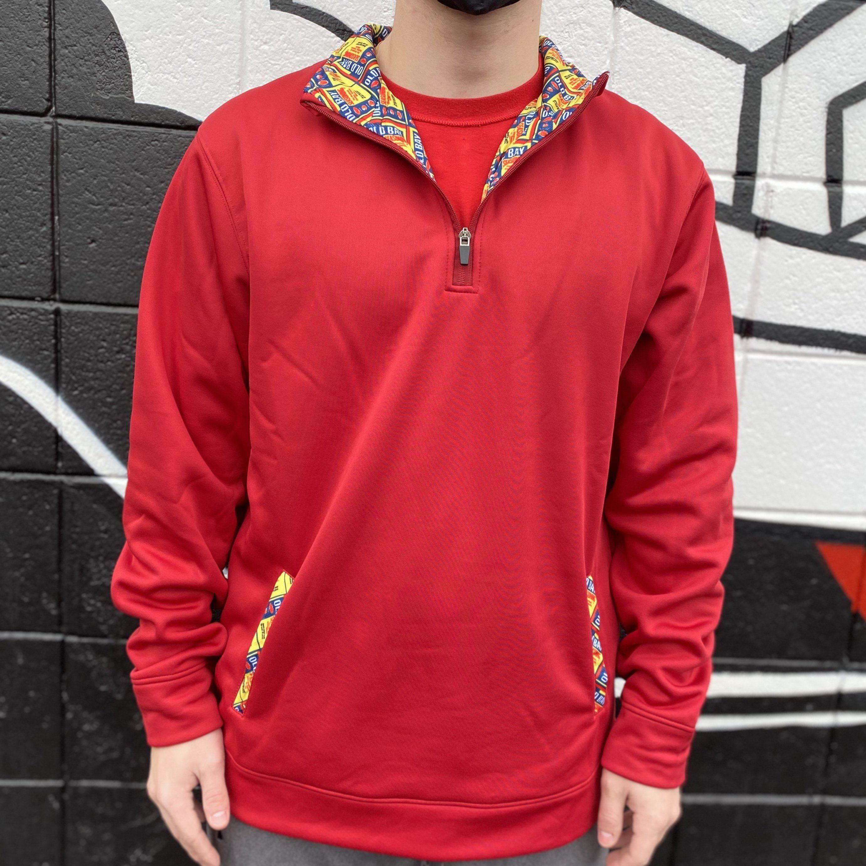 Old Bay Pattern Logo Trim (Red) / Pullover - Route One Apparel