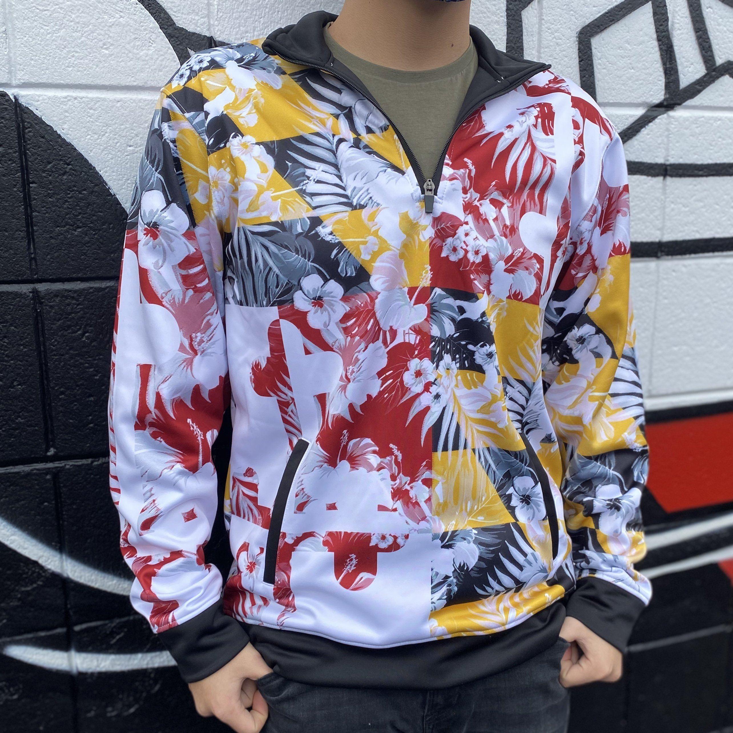 Maryland Flag Floral Hawaiian Pattern / Pullover - Route One Apparel