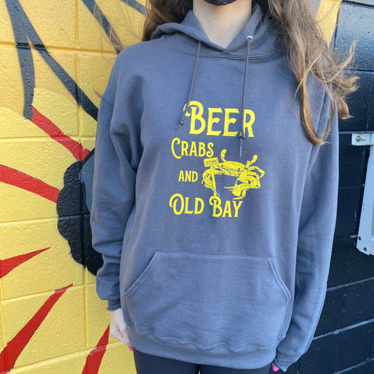 Beer, Crabs, & Old Bay (Charcoal) / Hoodie - Route One Apparel