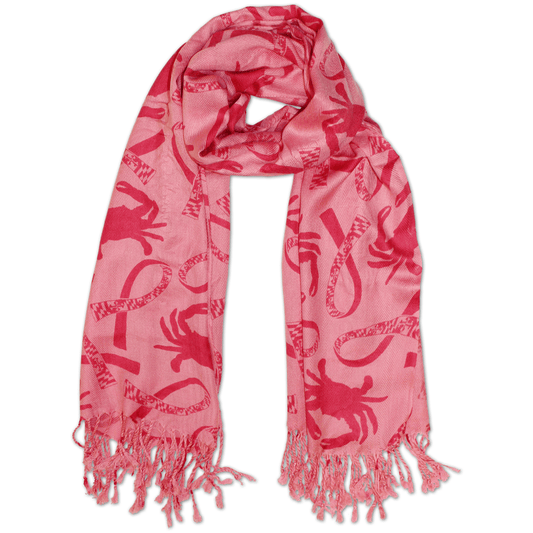 Crab and Maryland Flag Ribbon (Pink) / Scarf - Route One Apparel