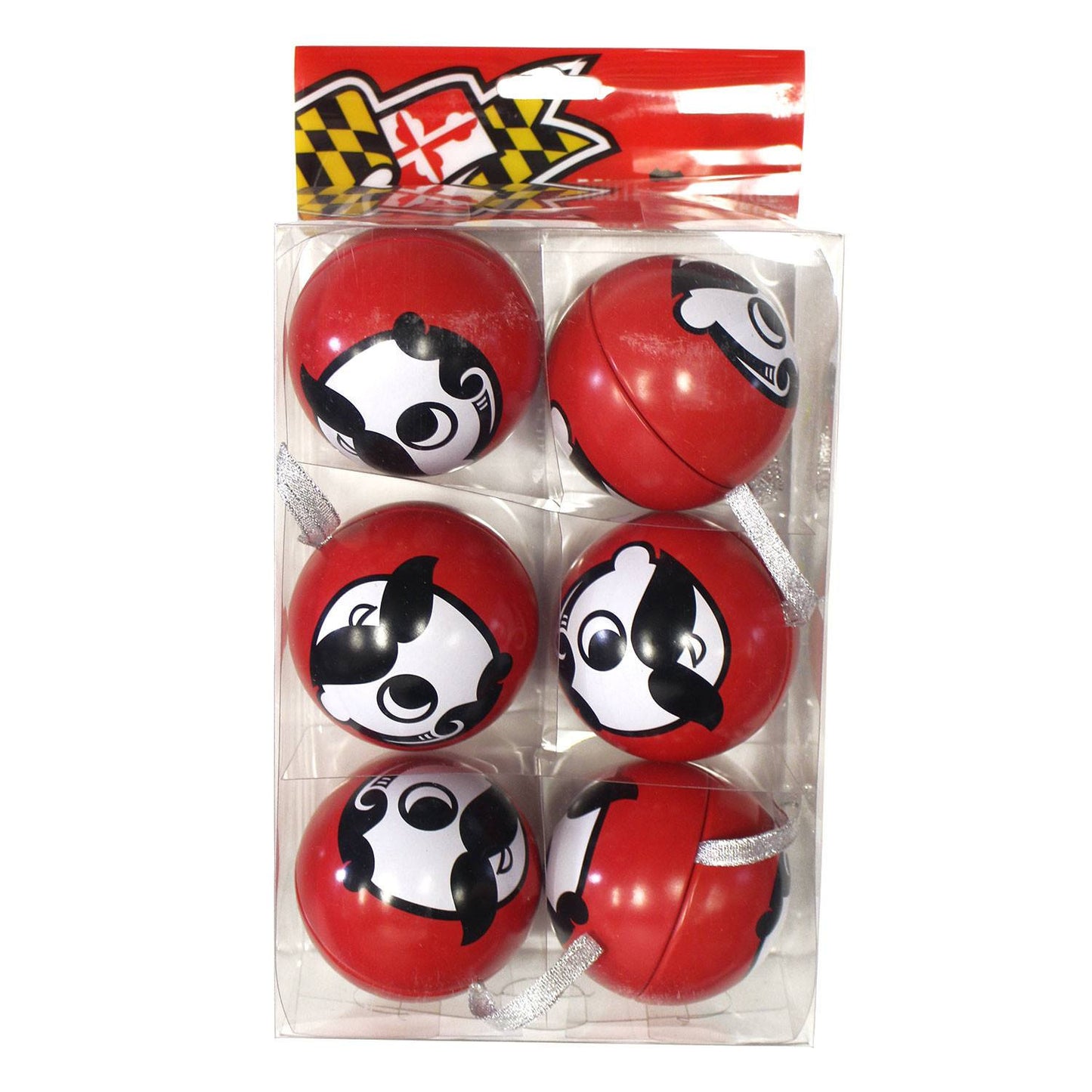 Natty Boh Logo (Red) / 6-Pack Tin Ball Ornaments - Route One Apparel