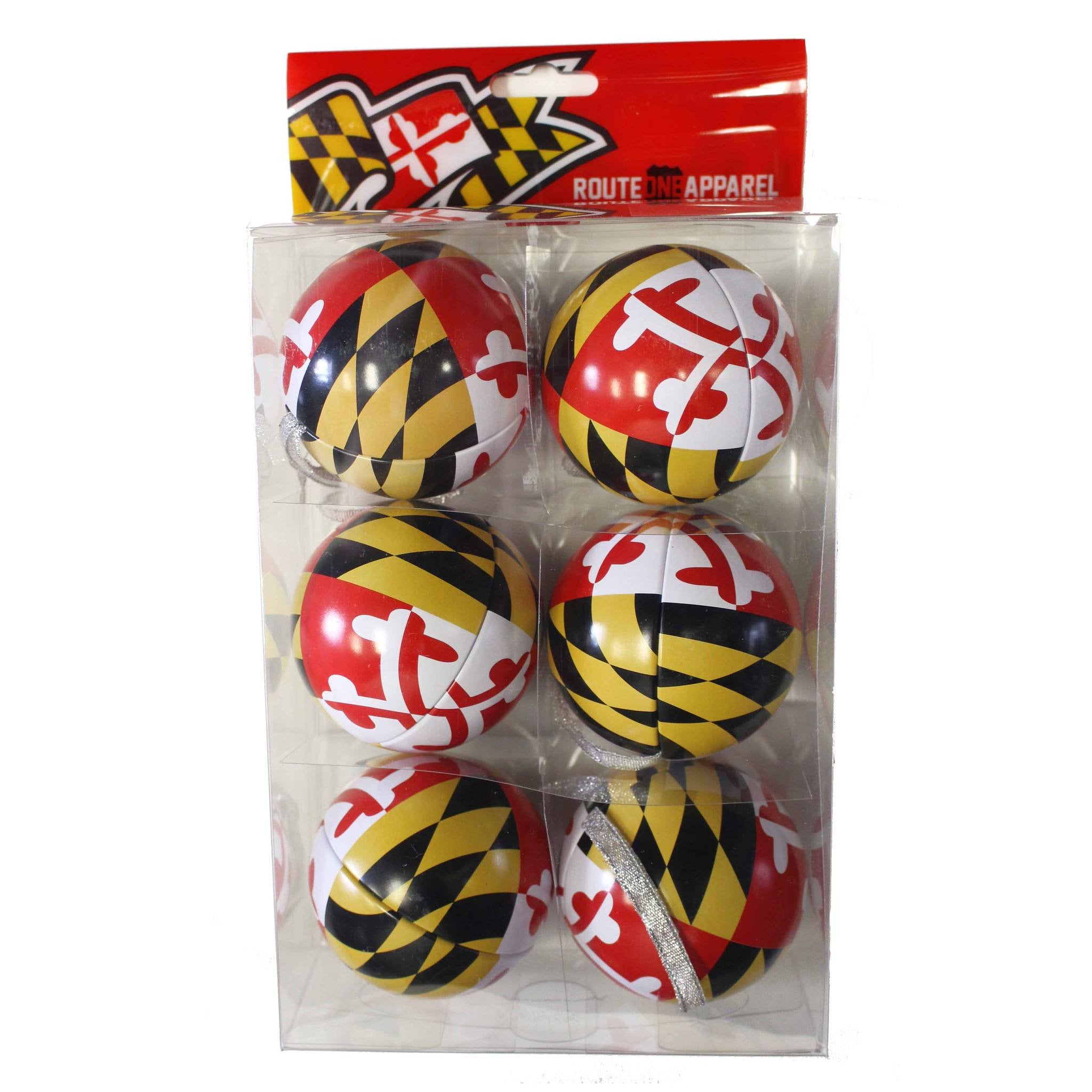 Maryland Flag / 6-Pack Tin Ball Ornaments - Route One Apparel