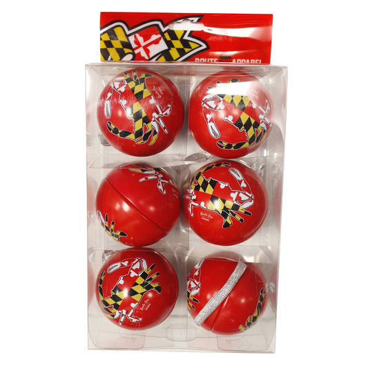 Maryland Full Flag Crab (Red) / 6-Pack Tin Ball Ornaments - Route One Apparel