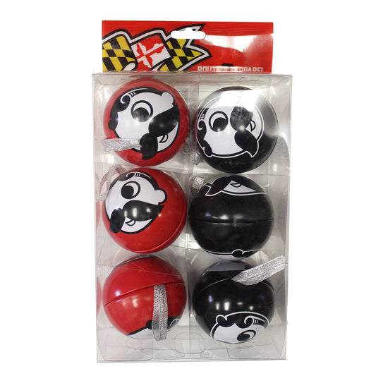 Natty Boh Logo (Red & Black) / 6-Pack Tin Ball Ornaments - Route One Apparel