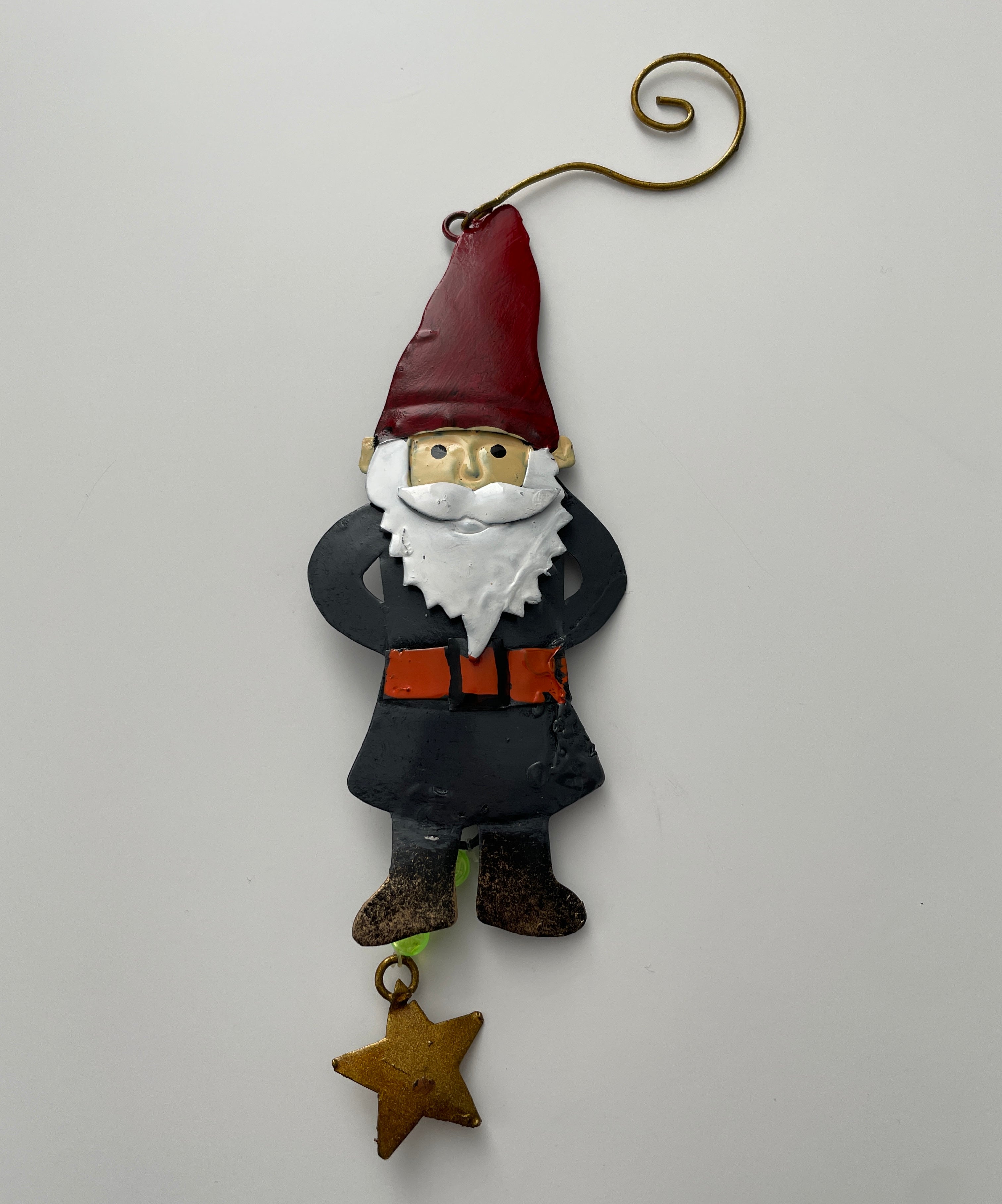 Santa Gnome (Black) / Metal Ornament - Route One Apparel