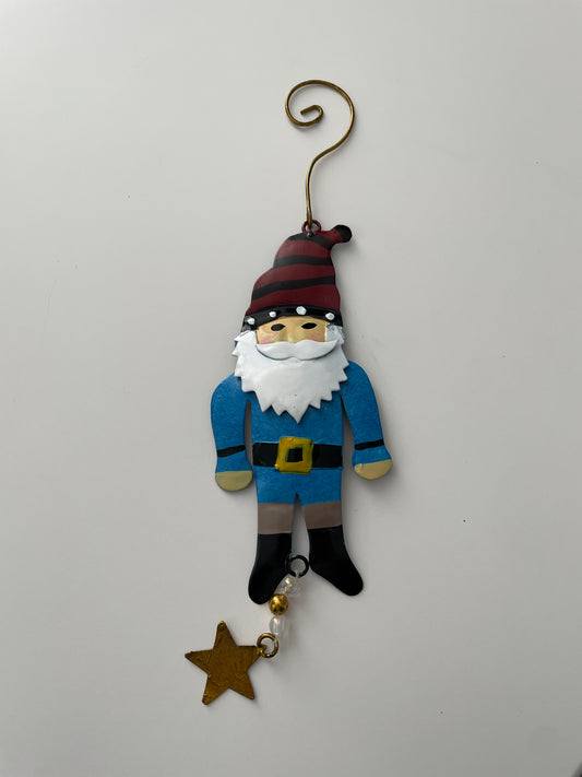Santa Gnome (Blue) / Metal Ornament - Route One Apparel