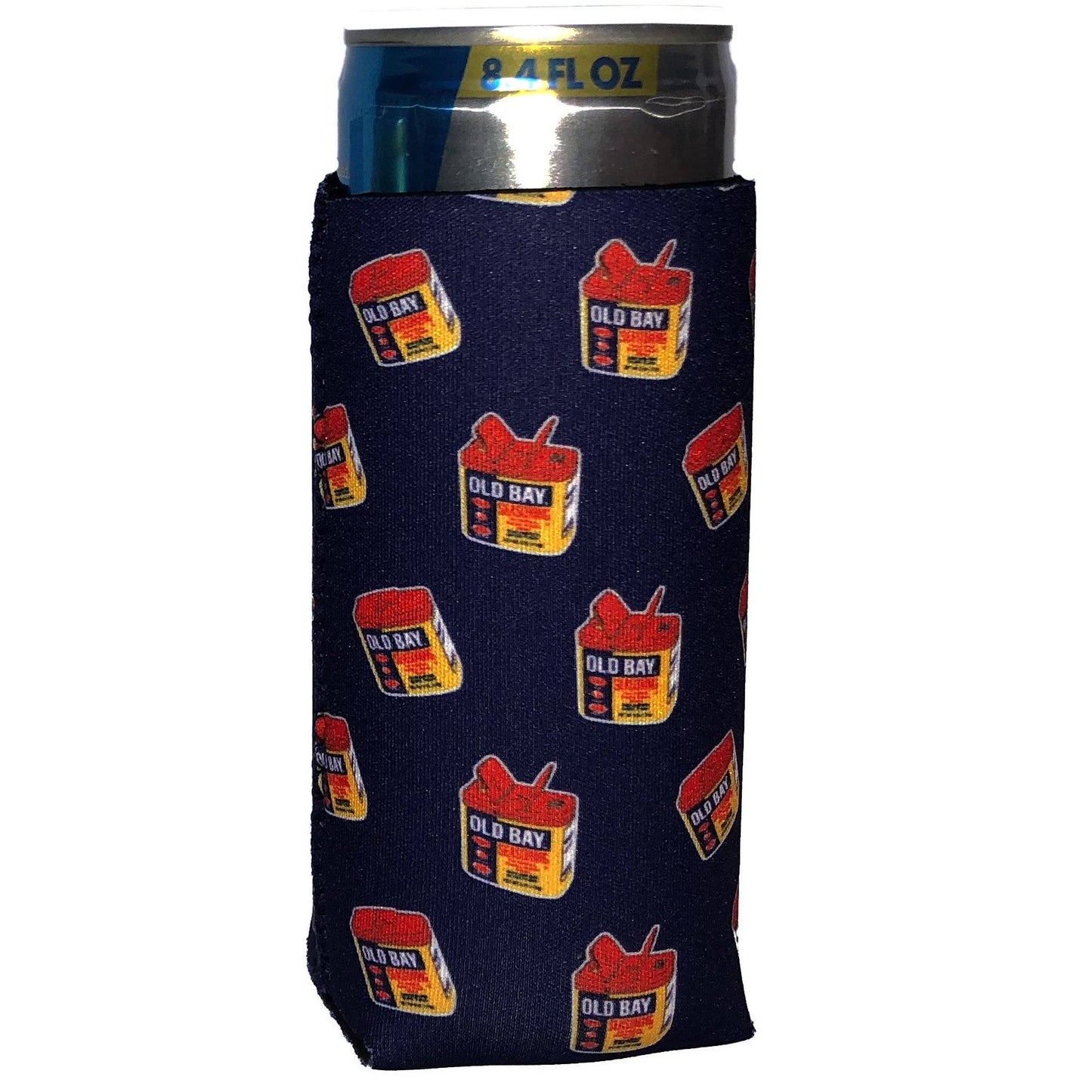 Old Bay 3-D Can Pattern (Blue) / Slim Can Cooler - Route One Apparel