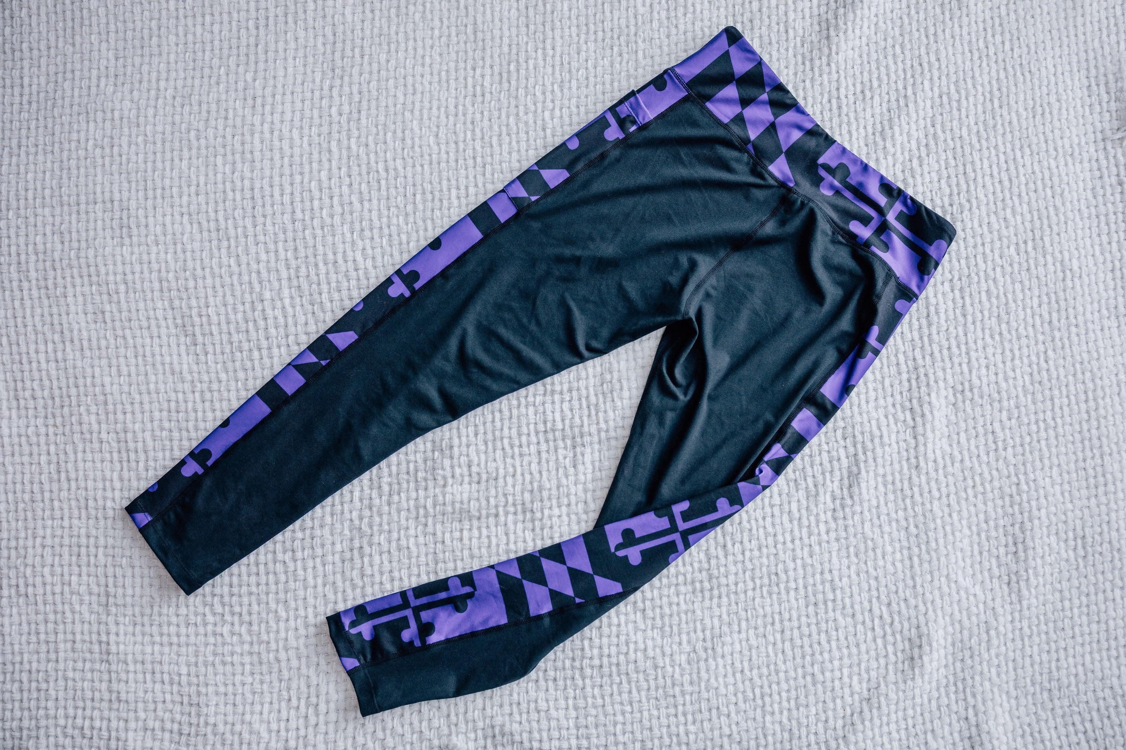 Purple & Black Maryland Flag / Yoga Leggings - Route One Apparel