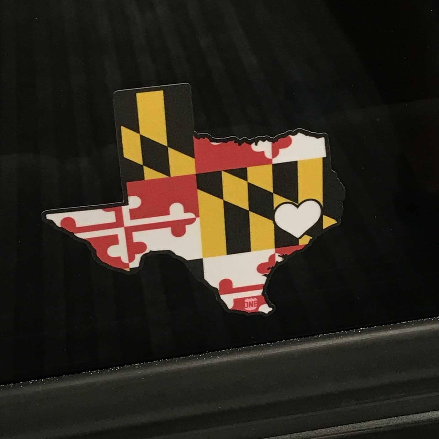 State of Texas w/ Maryland Flag / Sticker - Route One Apparel