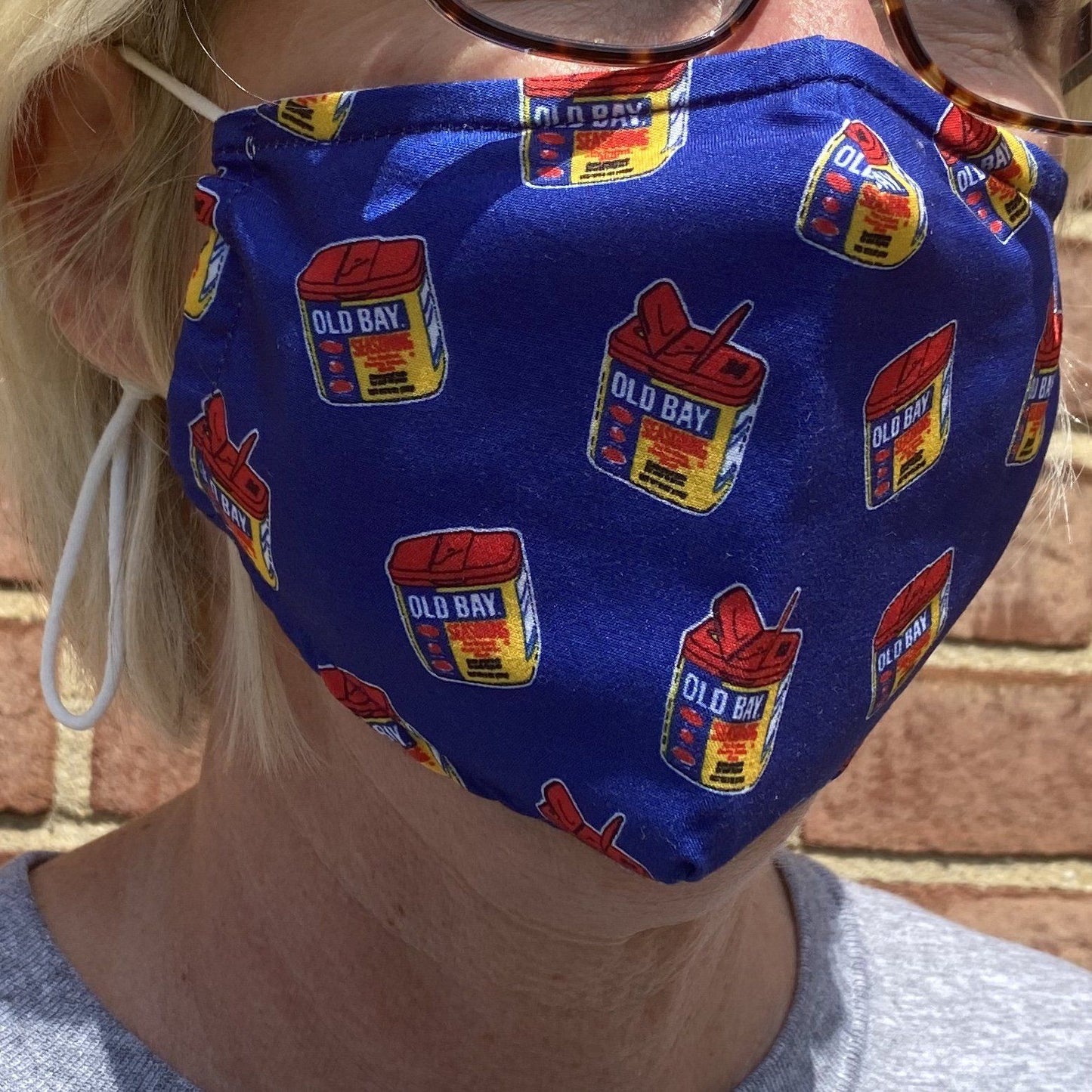 Old Bay 3-D Can Pattern (Blue) / Face Mask - Route One Apparel
