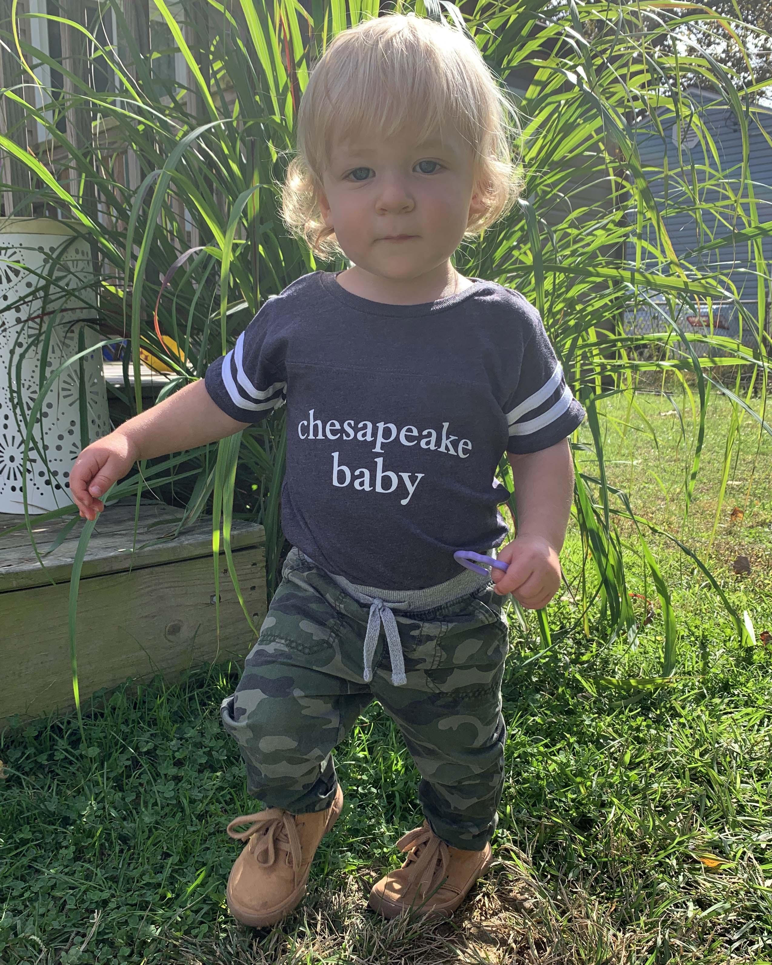 Chesapeake Baby (Navy Blue) / Baby Onesie - Route One Apparel