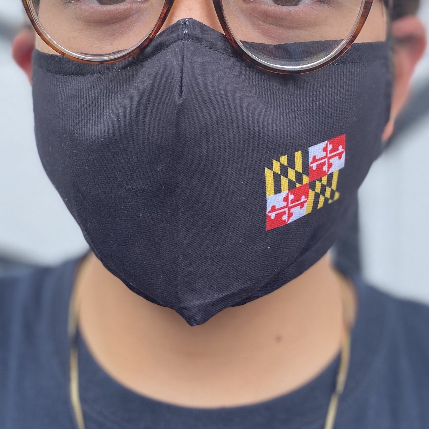 Side Maryland Flag (Black)  / Face Mask - Route One Apparel
