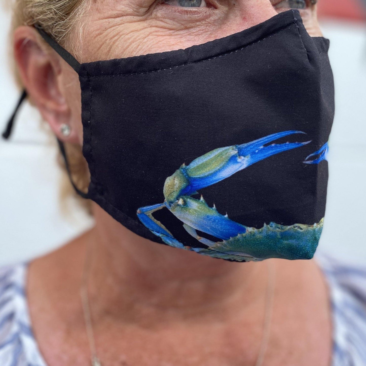 Realistic Blue Crab (Black) / Face Mask - Route One Apparel