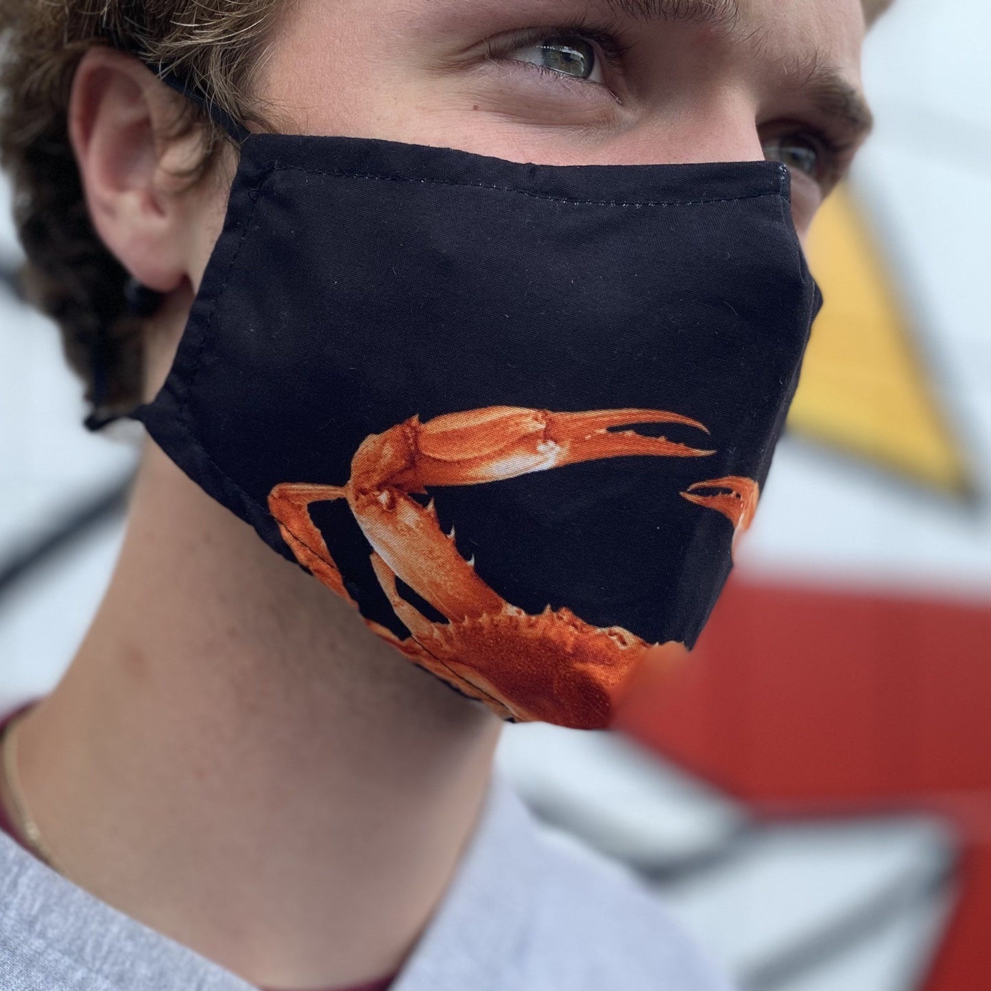 Realistic Red Crab (Black) / Face Mask - Route One Apparel