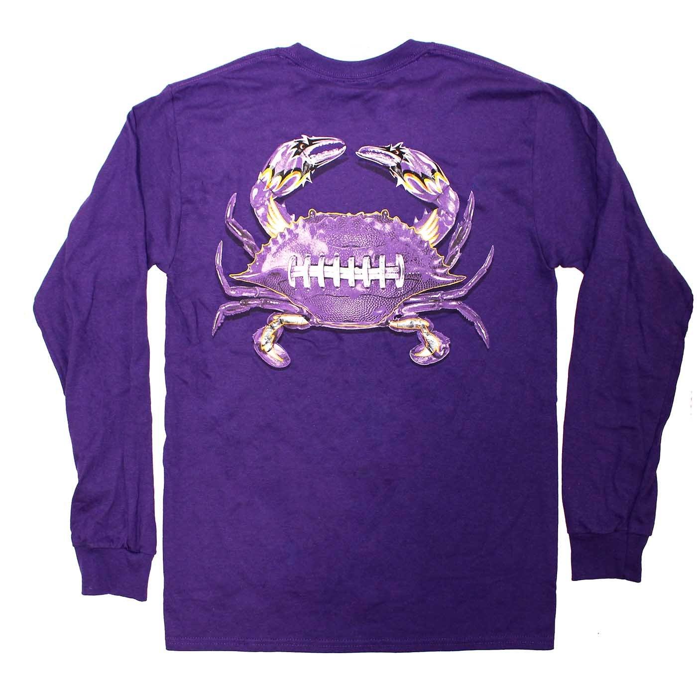 Baltimore Football Home Team Crab *Back Print* (Purple) / Long Sleeve Shirt - Route One Apparel